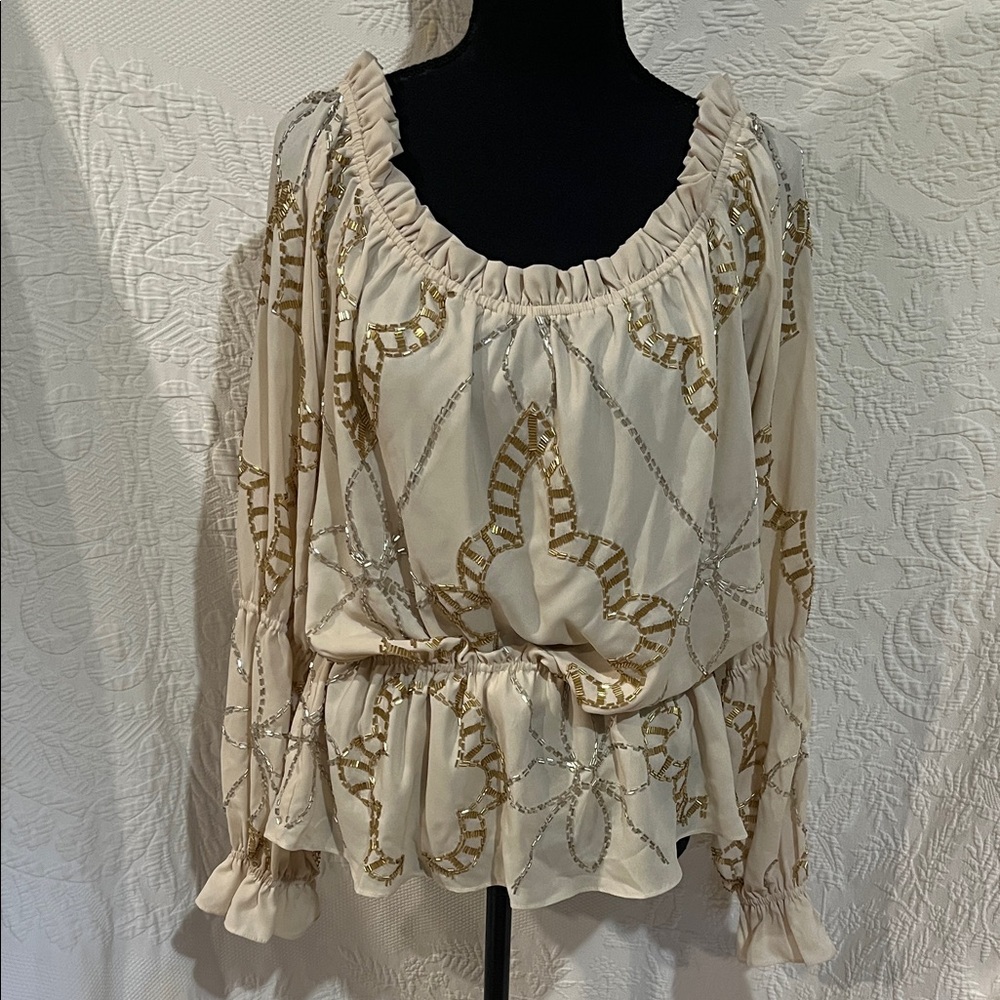 Timeless Naeem Khan embroidered blouse,‎ size medium